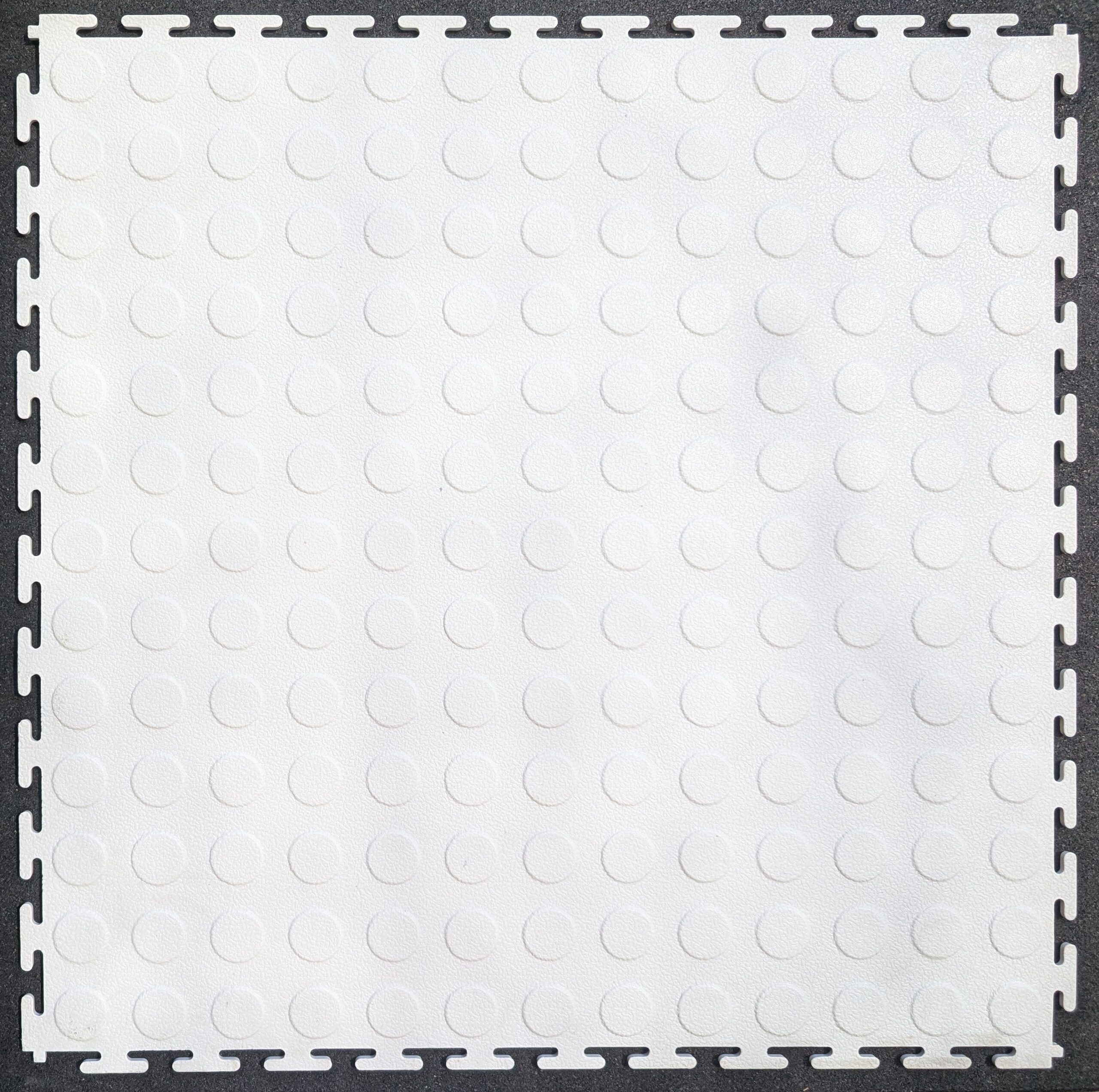 PVC Interlocking Tiles - White - Coin Dot