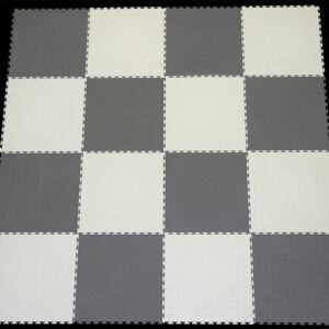 PVC Interlocking Tiles -Grey & White Checker - Coin Dot