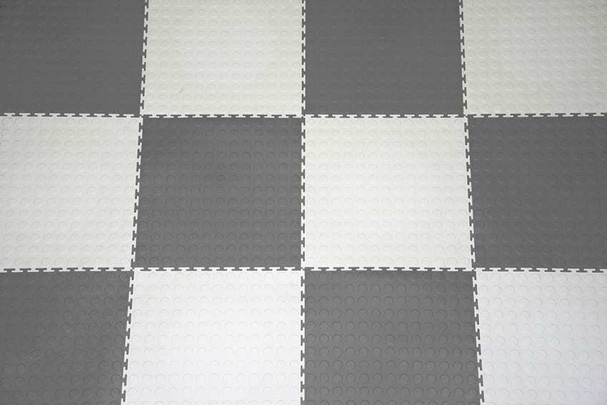 PVC Interlocking Tiles -Grey & White Checker - Coin Dot - Image 3