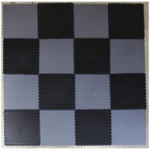 PVC Interlocking Tiles - Black & Grey Checker - Coin Dot