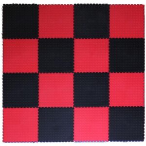PVC Interlocking Tiles - Black & Red Checker - Coin Dot