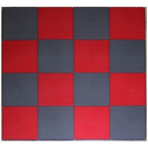 PVC Interlocking Tiles - Red & Grey Checker - Coin Dot