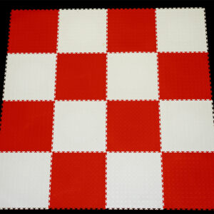 PVC Interlocking Tiles - Red & White Checker - Coin Dot