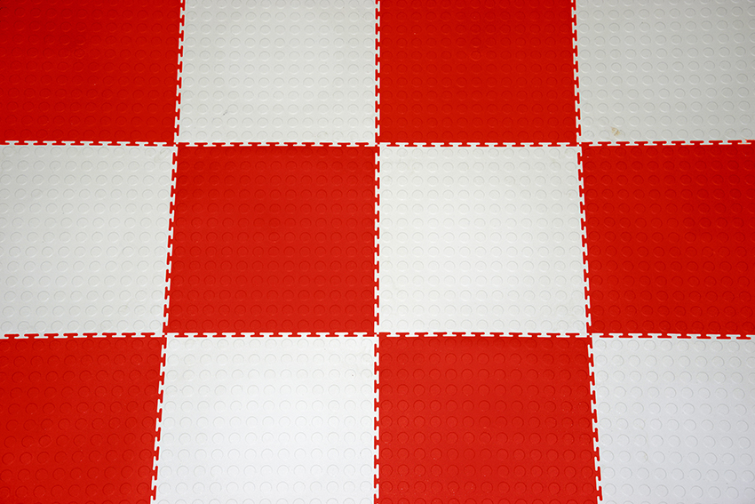 PVC Interlocking Tiles - Red & White Checker - Coin Dot - Image 2